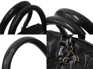 CHROME HEARTS クロムハーツ 新型 スモール ジムバッグ セメタリークロスパッチ ボストンバッグ CHチャーム ブラック 美品 中古 4b002198