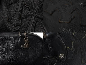 CHROME HEARTS クロムハーツ 新型 スモール ジムバッグ セメタリークロスパッチ ボストンバッグ CHチャーム ブラック 美品 中古 4b002199