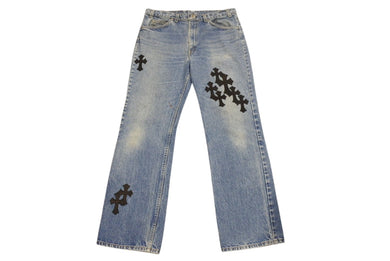 CHROME HEARTS × Levi's クロムハーツ リーバイス 517 クロスパッチ デニムパンツ インディゴブルー ブラック サイズ34 美品 中古 4b002200 
