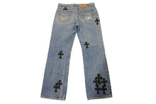 画像をギャラリービューアに読み込む, CHROME HEARTS × Levi&#39;s クロムハーツ リーバイス 517 クロスパッチ デニムパンツ インディゴブルー ブラック サイズ34 美品 中古 4b002200 