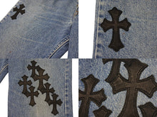画像をギャラリービューアに読み込む, CHROME HEARTS × Levi&#39;s クロムハーツ リーバイス 517 クロスパッチ デニムパンツ インディゴブルー ブラック サイズ34 美品 中古 4b002200 