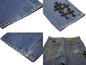 CHROME HEARTS × Levi's クロムハーツ リーバイス 517 クロスパッチ デニムパンツ インディゴブルー ブラック サイズ34 美品 中古 4b002200 