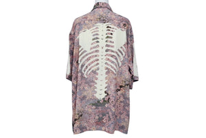 新品未使用 KAPITAL キャピタル レーヨン 桜 BONE pt アロハシャツ K2503SS049 ボタンアップ ボーン 骨 SAX サックス サイズ 5 XXL 中古 4b002201