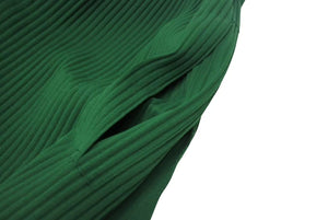 極美品 me ISSEY MIYAKE イッセイミヤケ プリーツ イージーワイドパンツ MI04KF378 グリーン ポリエステル 中古 4b002205