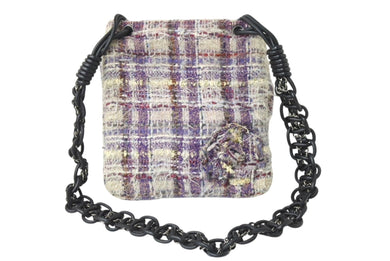 極美品 CHANEL シャネル ツイード ショルダーバッグ 10番台 マルチカラー シルバー金具 レザー 中古 4b002209