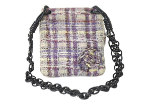 極美品 CHANEL シャネル ツイード ショルダーバッグ 10番台 マルチカラー シルバー金具 レザー 中古 4b002209