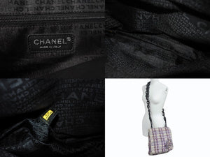 極美品 CHANEL シャネル ツイード ショルダーバッグ 10番台 マルチカラー シルバー金具 レザー 中古 4b002209