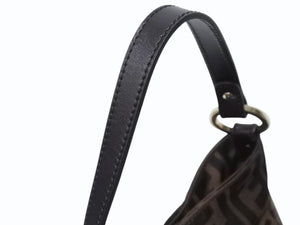 新品同様 FENDI フェンディ ミニハンドバッグ ズッカ柄 モノグラム 8BK044 キャンバス レザー ブラウン ゴールド金具 中古 4b002213