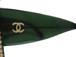 CHANEL シャネル サングラス 5480-H-A c.1718/S3 サイズ52□22 140 ココマーク フェイクパール クリアグリーン 美品 中古 4b002219