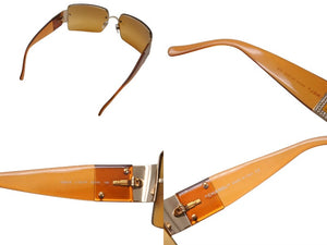 極美品 CHANEL シャネル リムレス サングラス 4095-B c.125/7F サイズ62□15 125 ココマーク ラインストーン クリアオレンジ 中古 4b002220
