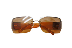 極美品 CHANEL シャネル リムレス サングラス 4095-B c.125/7F サイズ62□15 125 ココマーク ラインストーン クリアオレンジ 中古 4b002220