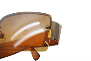 極美品 CHANEL シャネル リムレス サングラス 4095-B c.125/7F サイズ62□15 125 ココマーク ラインストーン クリアオレンジ 中古 4b002220