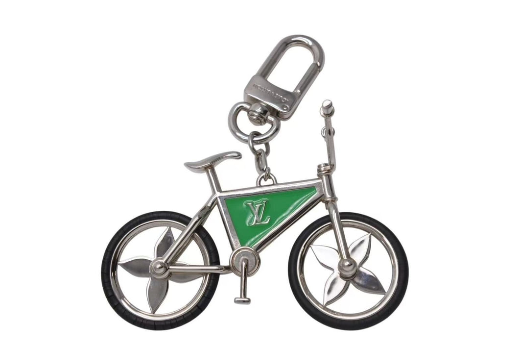 LOUIS VUITTON ルイヴィトン BIJOU DE SAC BIKE ビジューサック バイク チャーム キーホルダー M77148 シルバー グリーン 美品 中古 4b002221