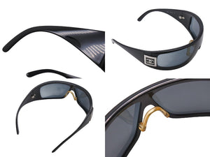 CHANEL シャネル SKI WRAPAROUND シールドサングラス 5085 c.501/87 サイズ110 ココマーク ブラック マグネット式 美品 中古 4b002222