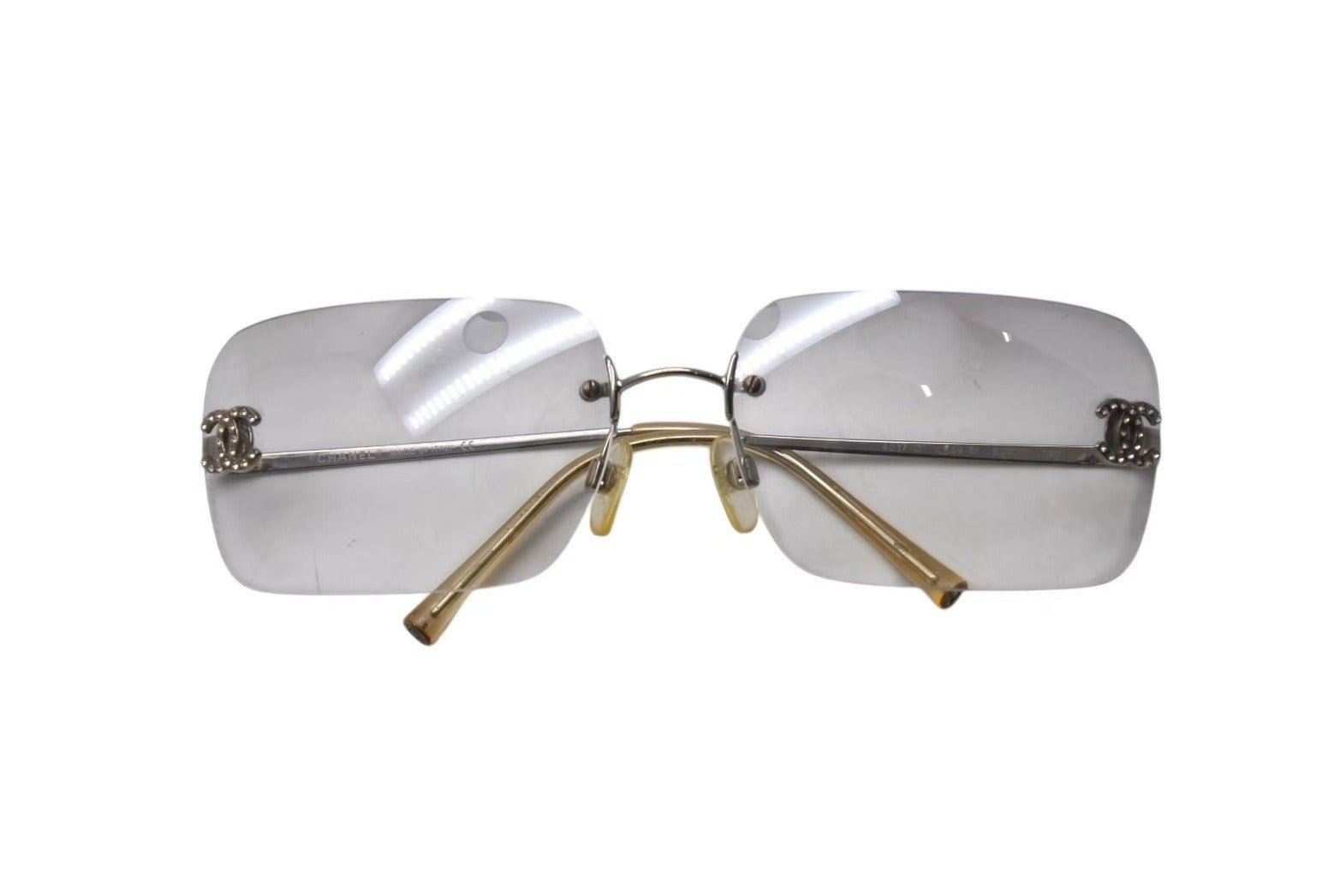試着のみ　シャネル　サングラス　4017D リムレス CHANEL 4017-D Rhinestone Sunglasses Rimless Blue Gradient