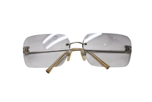 CHANEL シャネル リムレス サングラス 4017-D c.159/6I サイズ62□17 120 ココマーク ラインストーン グラデーション 美品 中古 4b002226