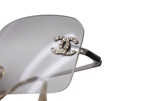 CHANEL シャネル リムレス サングラス 4017-D c.159/6I サイズ62□17 120 ココマーク ラインストーン グラデーション 美品 中古 4b002226