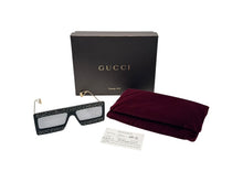 Load image into Gallery viewer, GUCCI グッチ サングラス GG0431S サイズ60□16 145 ブラック ゴールド ラインストーン メタル プラスチック 美品 中古 4b002231