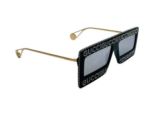 GUCCI グッチ サングラス GG0431S サイズ60□16 145 ブラック ゴールド ラインストーン メタル プラスチック 美品 中古 4b002231