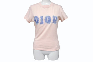 ChristianDior クリスチャンディオール 半袖Tシャツ 3P16155024 サイズ38 デニムロゴ プリント ピンク 美品 中古 4b002238
