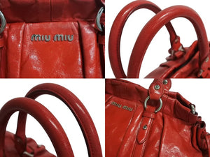 MIUMIU ミュウミュウ 2WAYバッグ ハンドバッグ ショルダーバッグ レザー レッド シルバー金具 美品 中古 4b002242