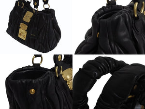 MIUMIU ミュウミュウ 2WAY マテラッセ ショルダーバッグ ハンドバッグ キルティング ブラック レザー ゴールド金具 美品 中古 4b002243