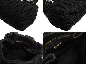 MIUMIU ミュウミュウ 2WAY マテラッセ ショルダーバッグ ハンドバッグ キルティング ブラック レザー ゴールド金具 美品 中古 4b002243