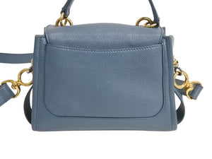 Chloe クロエ テス 2WAY スモール ハンドバッグ ショルダーバッグ カーフ ゴールド金具 ブルー 美品 中古 4b002245