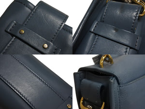 Chloe クロエ テス 2WAY スモール ハンドバッグ ショルダーバッグ カーフ ゴールド金具 ブルー 美品 中古 4b002245