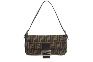 FENDI フェンディ マンマバケット ワンショルダーバッグ 26424 ズッカ柄 ブラウン キャンバス レザー シルバー金具 美品 中古 4b002247