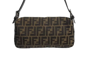 FENDI フェンディ マンマバケット ワンショルダーバッグ 26424 ズッカ柄 ブラウン キャンバス レザー シルバー金具 美品 中古 4b002247