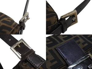 FENDI フェンディ マンマバケット ワンショルダーバッグ 26424 ズッカ柄 ブラウン キャンバス レザー シルバー金具 美品 中古 4b002247