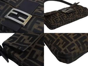 FENDI フェンディ マンマバケット ワンショルダーバッグ 26424 ズッカ柄 ブラウン キャンバス レザー シルバー金具 美品 中古 4b002247