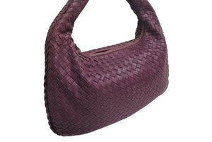BOTTEGA VENETA ボッテガヴェネタ イントレチャート ホーボー ワンショルダーバッグ レザー パープル ゴールド金具 美品 中古 4b002249