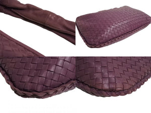 BOTTEGA VENETA ボッテガヴェネタ イントレチャート ホーボー ワンショルダーバッグ レザー パープル ゴールド金具 美品 中古 4b002249