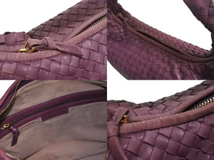 BOTTEGA VENETA ボッテガヴェネタ イントレチャート ホーボー ワンショルダーバッグ レザー パープル ゴールド金具 美品 中古 4b002249