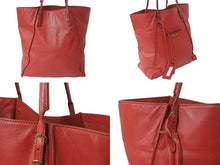 Load image into Gallery viewer, BALENCIAGA バレンシアガ ペーパー トートバッグ 338582 レザー レッド ゴールド金具 美品 中古 4b002255