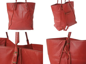 BALENCIAGA バレンシアガ ペーパー トートバッグ 338582 レザー レッド ゴールド金具 美品 中古 4b002255