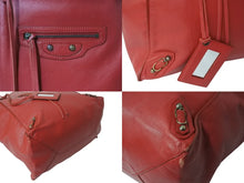 Load image into Gallery viewer, BALENCIAGA バレンシアガ ペーパー トートバッグ 338582 レザー レッド ゴールド金具 美品 中古 4b002255