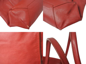 BALENCIAGA バレンシアガ ペーパー トートバッグ 338582 レザー レッド ゴールド金具 美品 中古 4b002255