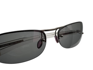 極美品 PRADA プラダ リムレス サングラス SPR 55A 2AC-5A1 クリア グレー プラスチック イタリア製 中古 4b002257