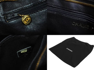 CHANEL シャネル 復刻トートバッグ ハンドバッグ ココマーク ロゴ 鞄 6番台 キャビアスキン ブラック ゴールド金具 美品 中古 4b002262