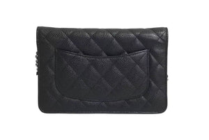 新品同様 CHANEL シャネル チェーンウォレット 長財布 AP0250 23番台 ココマーク キャビアスキン ブラック シルバー金具 中古 4b002263