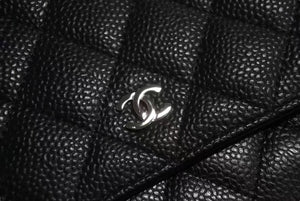 新品同様 CHANEL シャネル チェーンウォレット 長財布 AP0250 23番台 ココマーク キャビアスキン ブラック シルバー金具 中古 4b002263