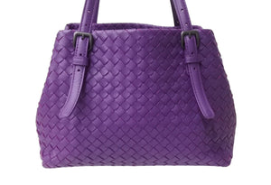BOTTEGAVENETA ボッテガヴェネタ イントレチャート チェスタ レザー トートバッグ パープル ワンショルダー 紫 鞄 美品 中古 4b002264