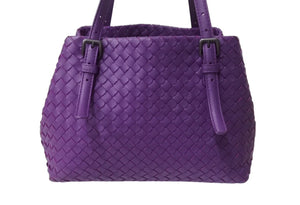 BOTTEGAVENETA ボッテガヴェネタ イントレチャート チェスタ レザー トートバッグ パープル ワンショルダー 紫 鞄 美品 中古 4b002264