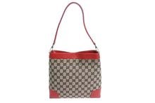 Load image into Gallery viewer, GUCCI グッチ ワンショルダーバッグ GG キャンバス 柄 001998 GG柄 ゴールド金具 ブラウン ベージュ レッド 美品 中古 4b002265