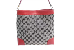 GUCCI グッチ ワンショルダーバッグ GG キャンバス 柄 001998 GG柄 ゴールド金具 ブラウン ベージュ レッド 美品 中古 4b002265