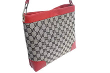 Load image into Gallery viewer, GUCCI グッチ ワンショルダーバッグ GG キャンバス 柄 001998 GG柄 ゴールド金具 ブラウン ベージュ レッド 美品 中古 4b002265