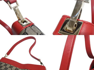 GUCCI グッチ ワンショルダーバッグ GG キャンバス 柄 001998 GG柄 ゴールド金具 ブラウン ベージュ レッド 美品 中古 4b002265